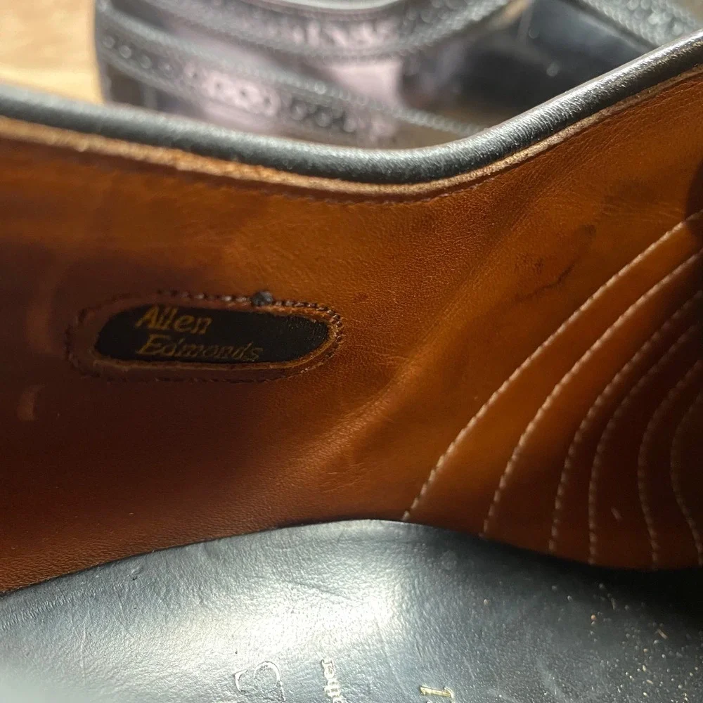 Allen Edmonds MacNeil Black Leather Wingtip‎ Brogue Derby Shoes Mens 12 D Calf